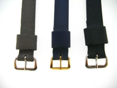 Watchband Nylon strap end keeper dark brown navy  12 13 14 mm one piece