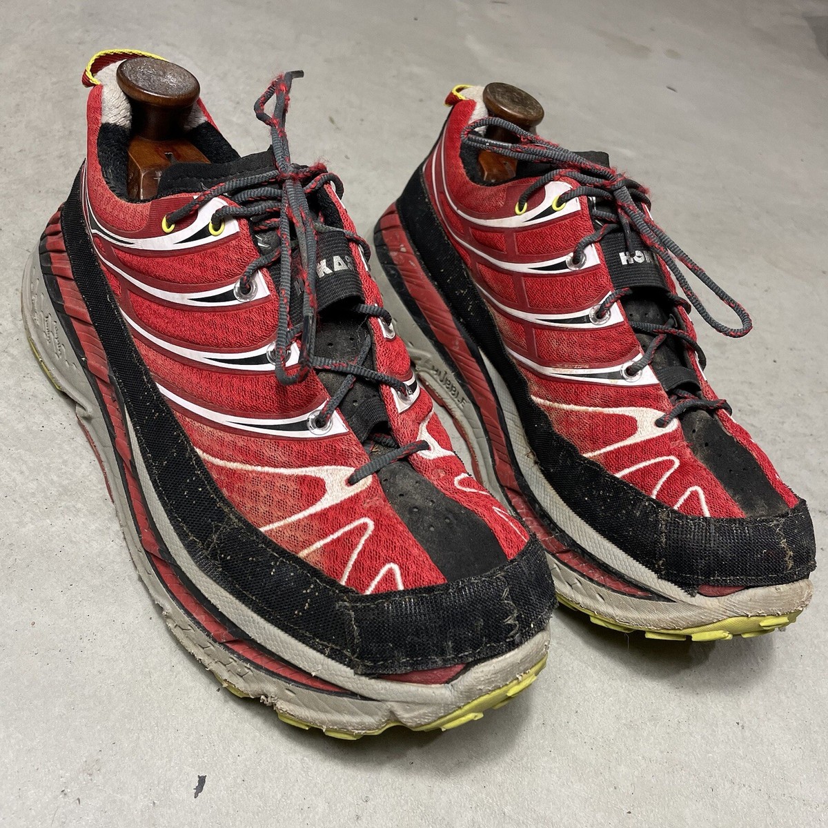 Hoka One One Stinson EVO Trail Running Shoes Red Gray Casual 