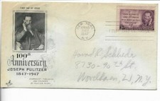 1947-FIRST DAY COVER-#946-JOSEPH PULITZER ISSUE