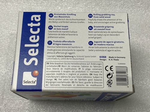 Selecta Babywelt Rotondo Kreisel Greifling Babyspielzeug Holzspielzeug Neu 61068 - Picture 2 of 12