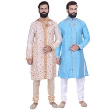 Indian Design Kurta Sherwani for Men 2pc Suit - Worldwide Postage 