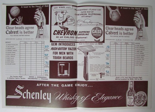 December 6, 1958 New York Knicks vs. Detroit Pistons NBA Progam NICE 147704 - Picture 2 of 3