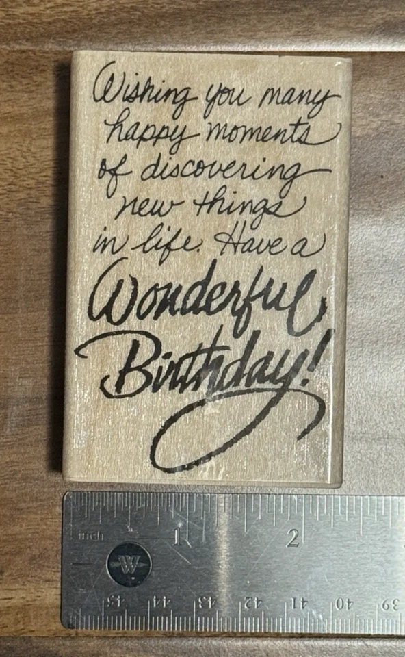 NEW Stampendous Birthday Wish M015 Wood Mounted Rubber Stamp - Image 2 of 4