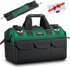 13" Heavy-Duty Tool Bag Organizer Wide Mouth Multi-Pocket for Electricians & DIY