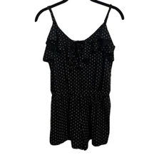 Aeropostale Black and White Ruffle Romper With Adjustable Straps Size S