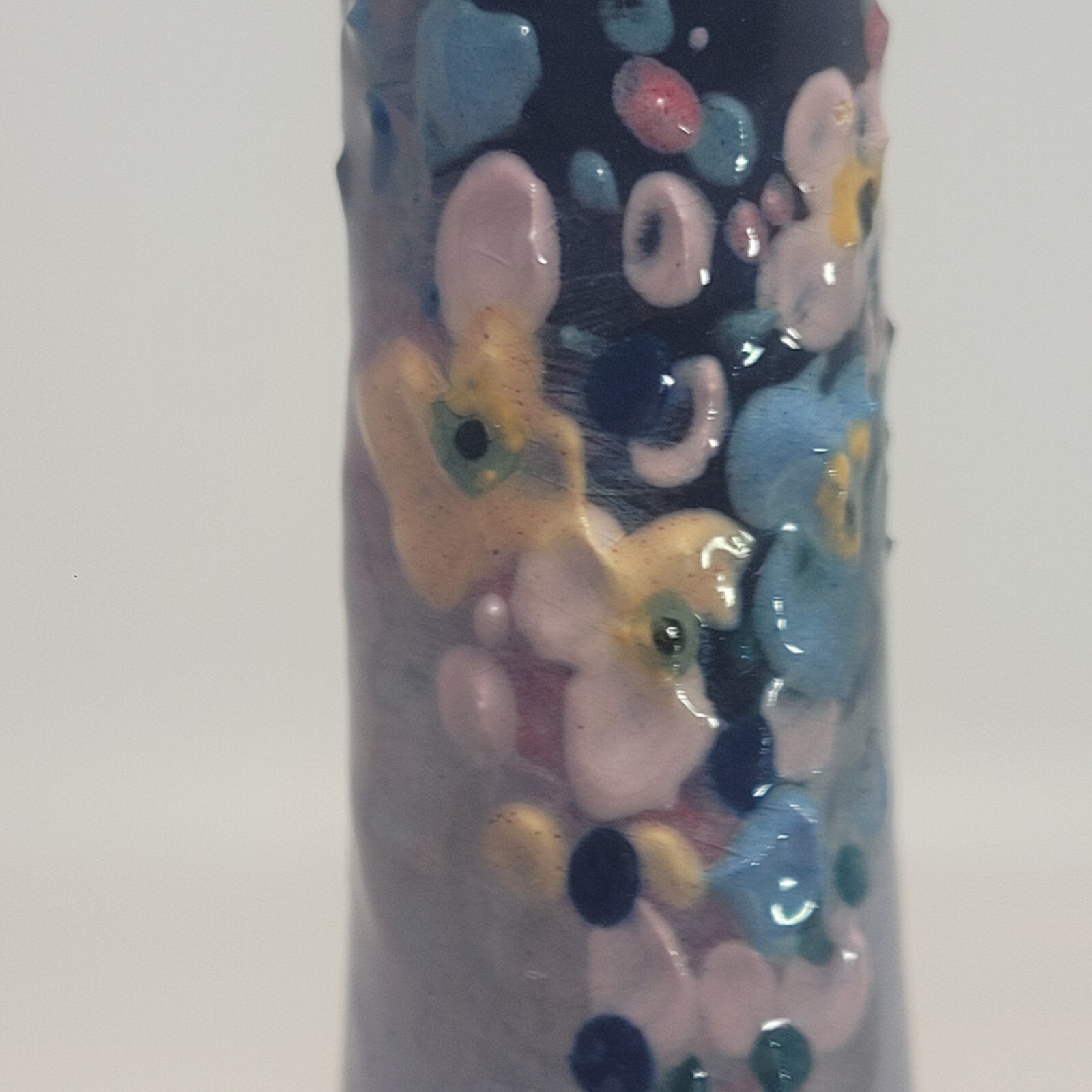 Weller Etna Bud Vase Handpainted Raised Flower ARTS & CRAFTS Style 5.75" READ