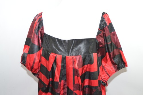VTG NWT Lane Bryant Venezia Red Black Drop Collar Top Made in USA Womens 22/24 - Picture 2 of 9
