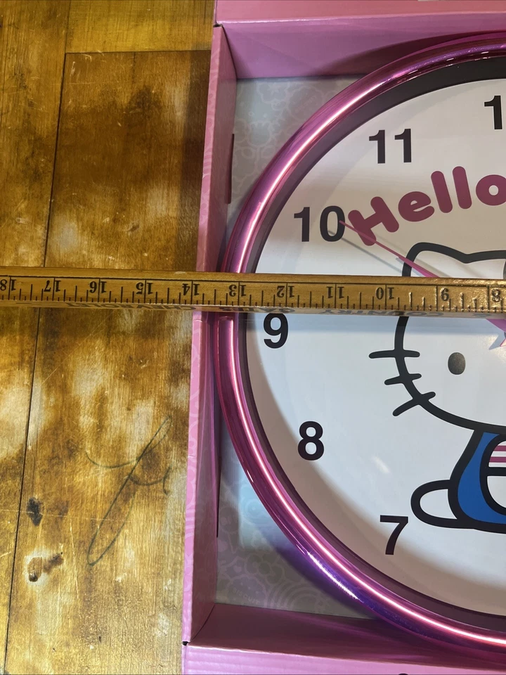 🎀НАСТЕННЫЕ ЧАСЫ HELLO KITTY АНАЛОГОВЫЙ ДИСПЛЕЙ БОЛЬШОЙ ДИАМЕТР 13,5 ДЮЙМА НОВЫЕ SANRIO - Изображение 3 из 4