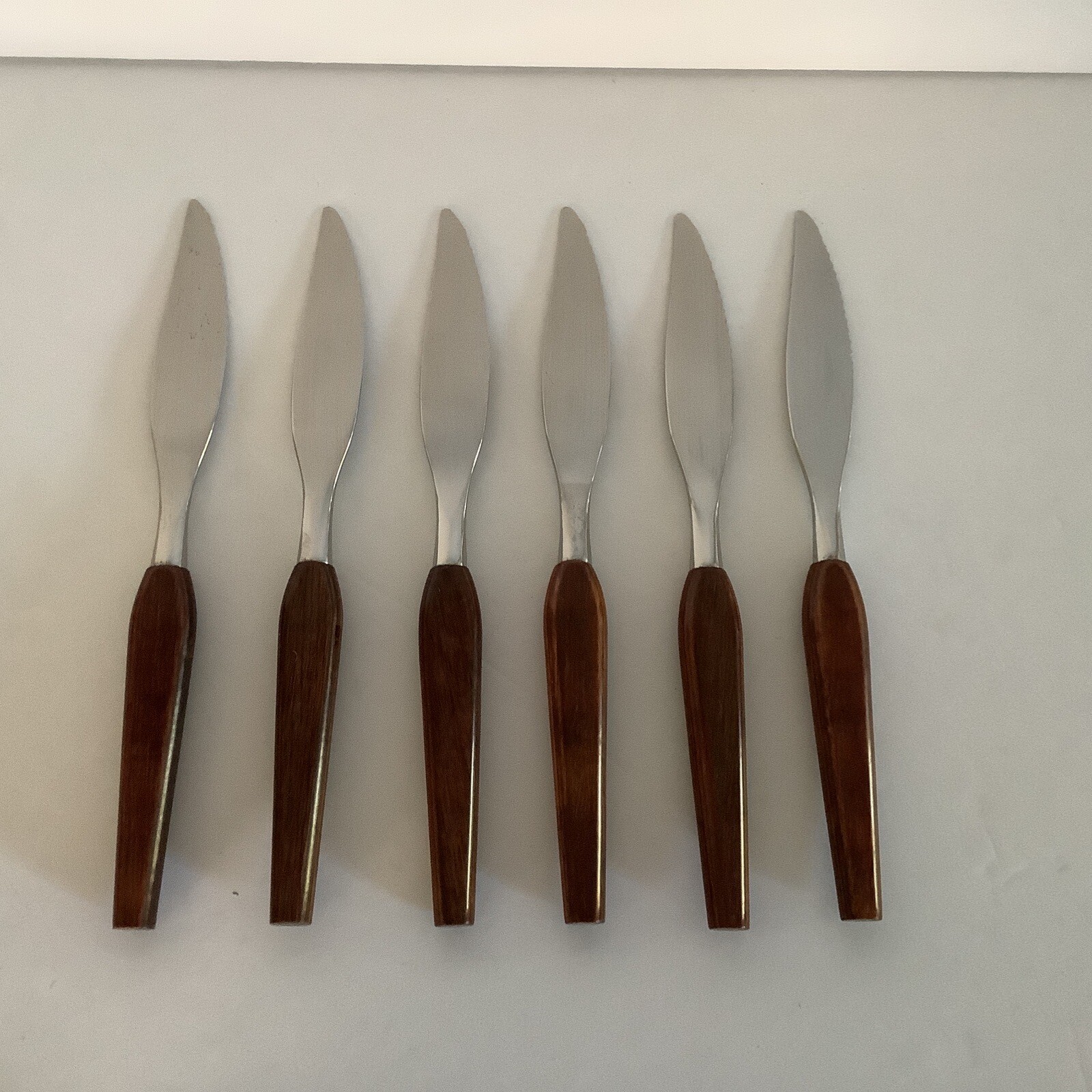 Set of 6 Town & Country by Washington Steak Knives Wood Rack 8 1/