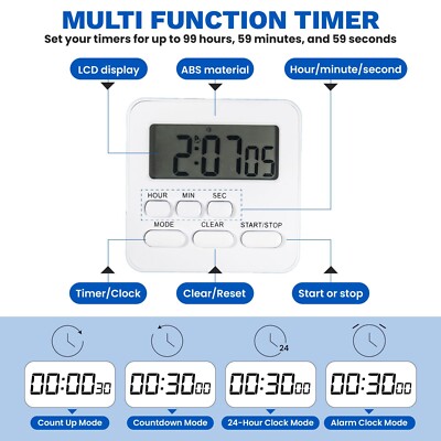 Magnetische Küchenuhr Digitalanzeige Countdown Alarm Kochen & Training