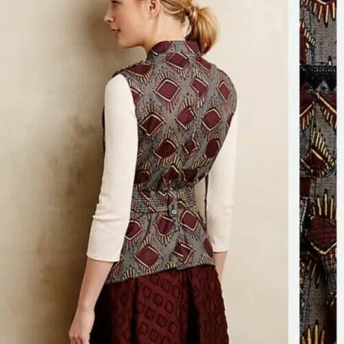 Gilet safari Anthropologie Elevenses nuovo con cintura azteca taglia M nuovo con etichetta - Foto 3 di 3