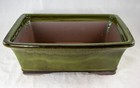 12" Rectangular Moss Green Glazed Cactus & Succulent, Bonsai Planter - Pot/Set