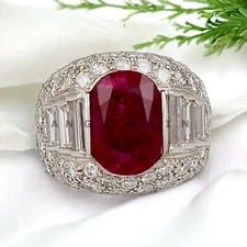 Ruby Gemstone With 925 Sterling Silver Groom Ring For Men's #BL98