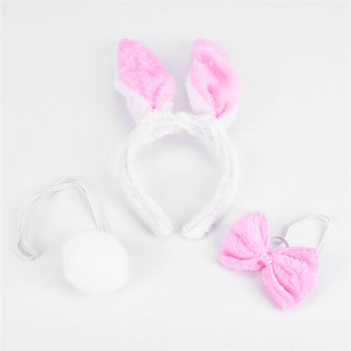 Lovely-Girls-Rabbit-Bunny-Ears-Headband-Tail-Necktie-Birthday-Party-CostumeProp