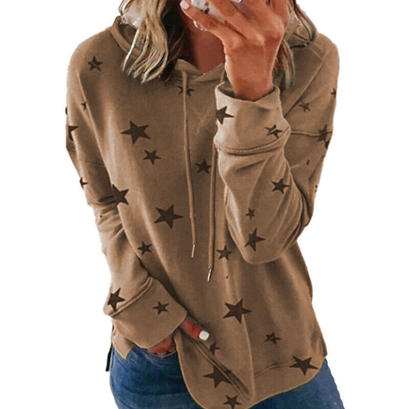 Womens Hoodie Hooded Sweatshirt T Shirt Ladies Long Sleeve Casual