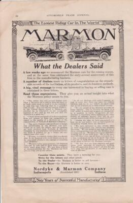 1914 Marmon Touring Car Ad/ Nordyke & Marmon Co/  Indianapolis