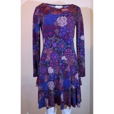 Michael Kors Patchwork Medallion Print Tiered Flounce Hem Dress, Size-M