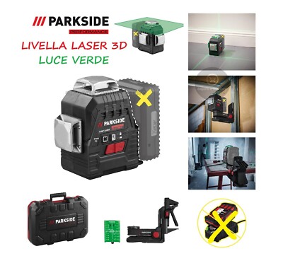PARKSIDE PERFORMANCE PKLLP 3360 Laser Wasserwaage 20V grüner Laser 3D ohne Akku