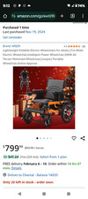 Motorized wheelchair. Hold 330lbs, all terrain wheels. New, never used, no box.