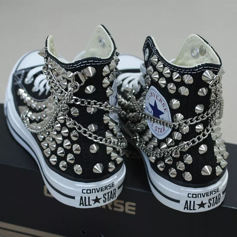 Genuine CONVERSE with studs chains All star Chuck Taylor Sneakers Sheos