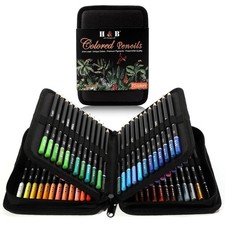 72 Colored Pencils Art Kit, Oil-Based Soft Core, Pre-Sharpened, Wood, Multicolor