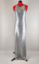 NWT Silence + Noise Urban Outfitters Silver Liquid Metal Maxi Dress Large Y2K