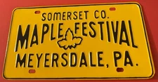 Somerset County Maple Festival Booster License Plate Meyersdale Pennsylvania