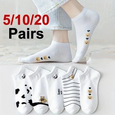 5/10/20 Pairs Women Animal Printed Short Socks Spring Summer Sweat Absorbing