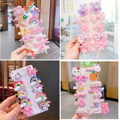 Mädchen Baby Haarspange Set Einhorn Regenbogen süß Kätzchen Kleinkind Haarnadel Zubehör
