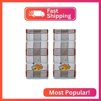 SKL Home Autumn/Fall Pumpkins 100% Cotton Embroidered Jacquard 2pc Hand Towel Se