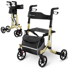 Déambulateur pour seniors avec siège et sac de courses jusqu'à 136 kg - dor