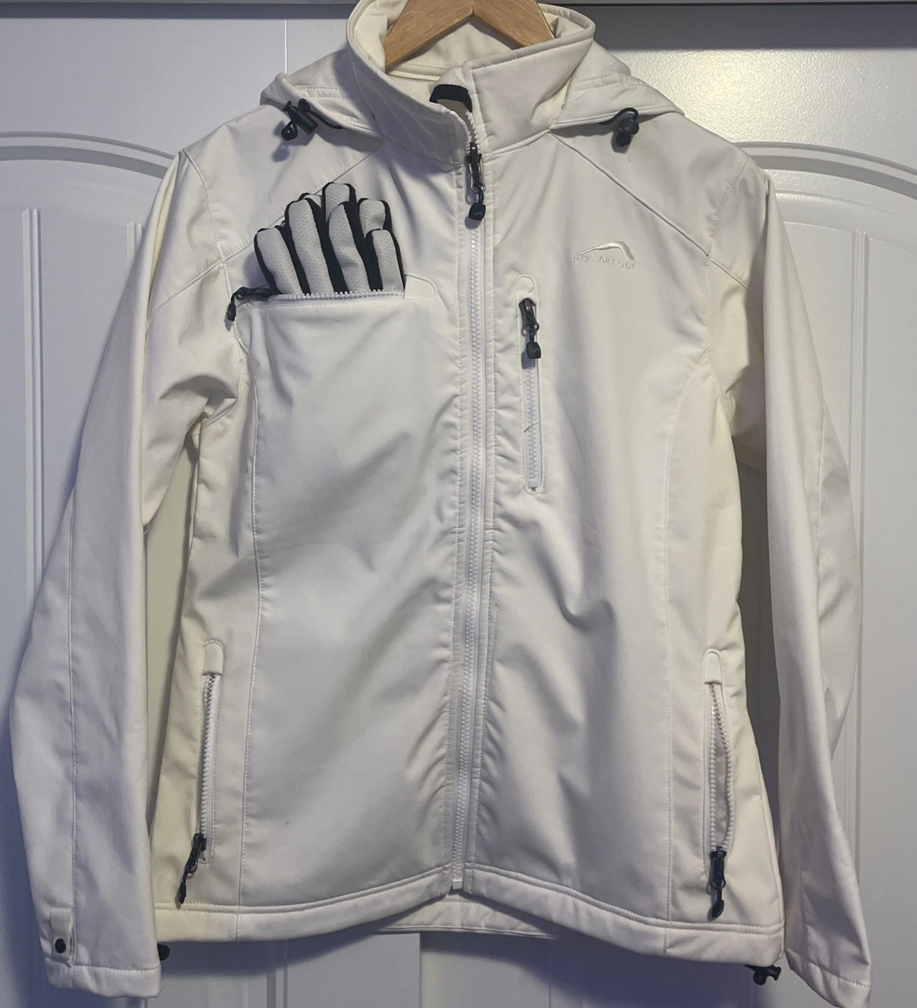 Polar Edge Ski Jacket Womens M White Hooded Snow Coat W/ Gloves