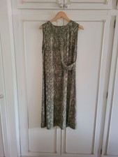 Principles Women’s Size 12 Green/Black Animal Print Midi A-Line Dress