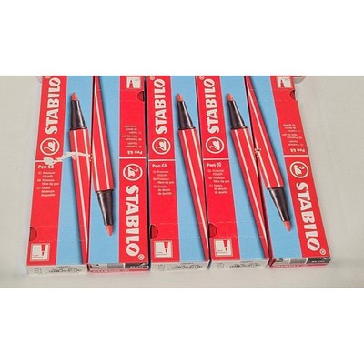STABILO Pen 68 Premium Fibre-Tip Pens Red 1mm Medium Tip 10 Count Pk. Lot of 5
