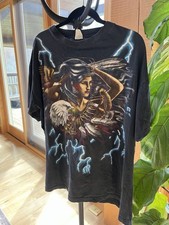Vintage 90s American Thunder Native Woman Eagle AOP T-Shirt Size L Single Stitch
