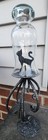 Vintage Etched Upcycled Glass Cloche On Metal Stand W/ Cat Inside — photo 8