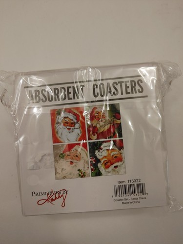 4" NEW! SANTA CLAUS Merry CHRISTMAS HOLIDAY Coasters CERAMIC - Picture 4 of 6