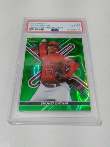 2022 TOPPS FINEST GREEN REFRACTOR SHOHEI OHTANI 17/99 JERSEY NUMBER PSA8 POP1