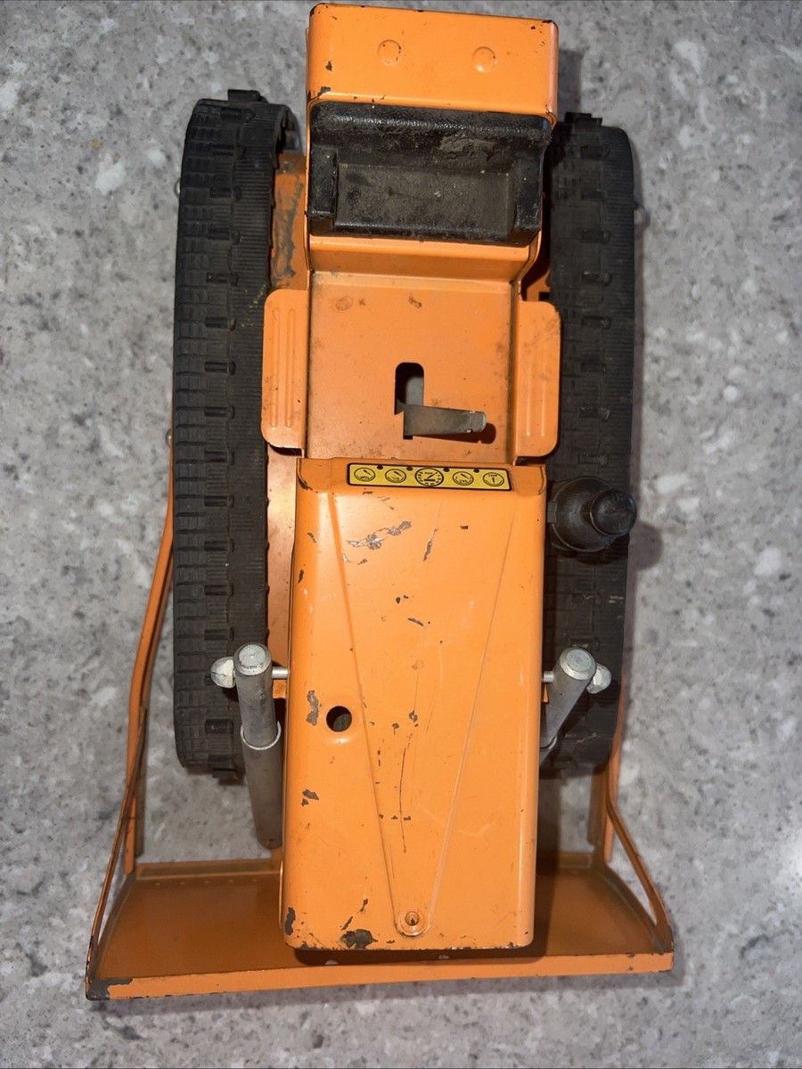 1960s TONKA TOYS Giant Bulldozer Vintage Orange Pressed Steel Toy