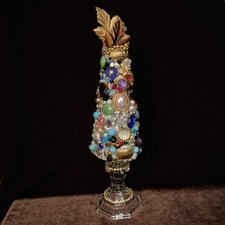 Vintage Handmade Christmas Tree Decorated With Brooches,Rhinestones,Beads.