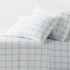 Full 400 Thread Count Performance Sheet Set Blue Plaid - Threshold