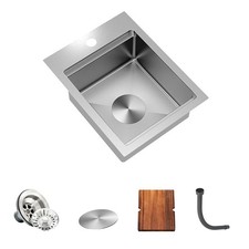 13x17 inch RV Sink, Kitchen Bar Sink, 16 Gauge Stainless Steel Topmount Singl...