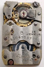 Vintage Elgin Grade 484 15 Jewel 18/0s Wrist watch movement Runs For Repair