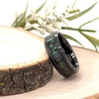 Men's 8mm Black Tungsten Ring Vibrant Green Carbon fiber Inlay Comfort Fit Band — photo 4
