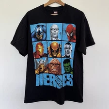 Vintage Marvel T-Shirt Mens Large Mad Engine Comic Heroes Iron Man Wolverine Tee