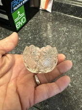 Vintage Round Crystal Style Salt Well Salt Cellar Salt Pig Or Trinkets Holder