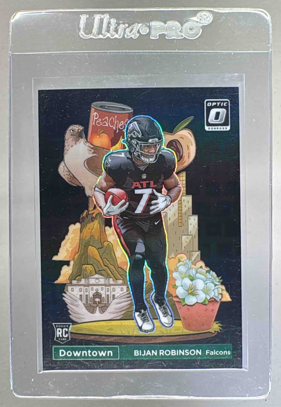 Bijan Robinson 2023 Panini Donruss Optic Black Pandora Prizm Downtown! RC /25