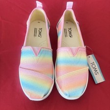 NEW TOMS Alpargata Candy Pink Gradient Glitter Slip On Shoes Size 3 Youth Girls