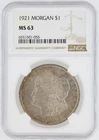 1921  Morgan Dollar NGC MS63 Philadelphia Minted Silver Dollar No Reserve