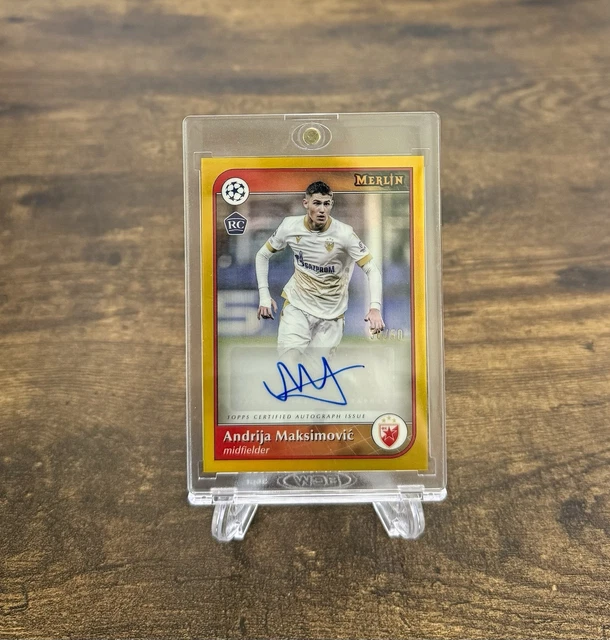 2024-25 Topps Merlin UEFA Andrija Maksimovic Auto 36/50 Gold Refractor Rookie RC